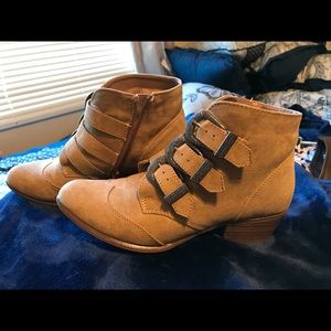 Fun low heel suede boots
